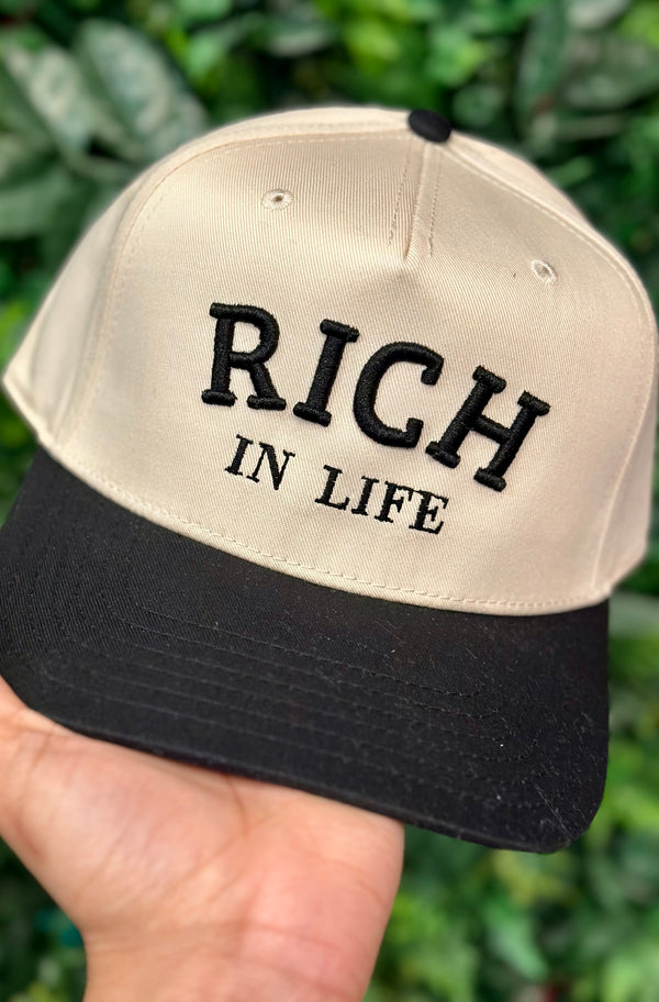 Rich in Life Embroidered Hat