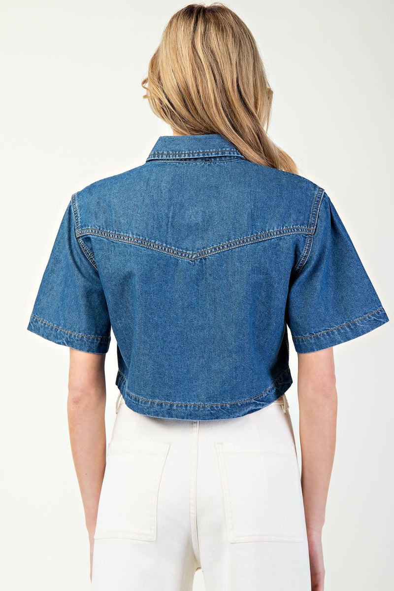 Denim Daze Cropped Button Up