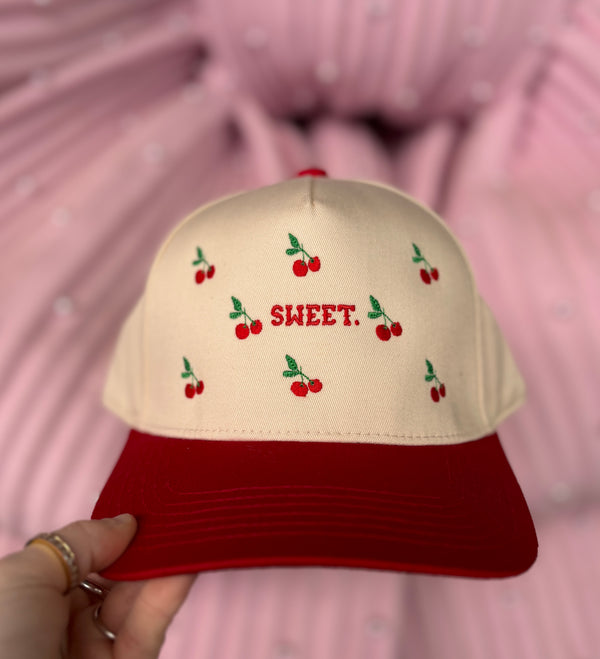 Sweet Cherry Embroidered Hat