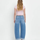 Light Wash Cuffed Barrel Jeans