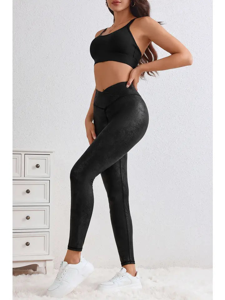 Leather Criss Cross Leggings