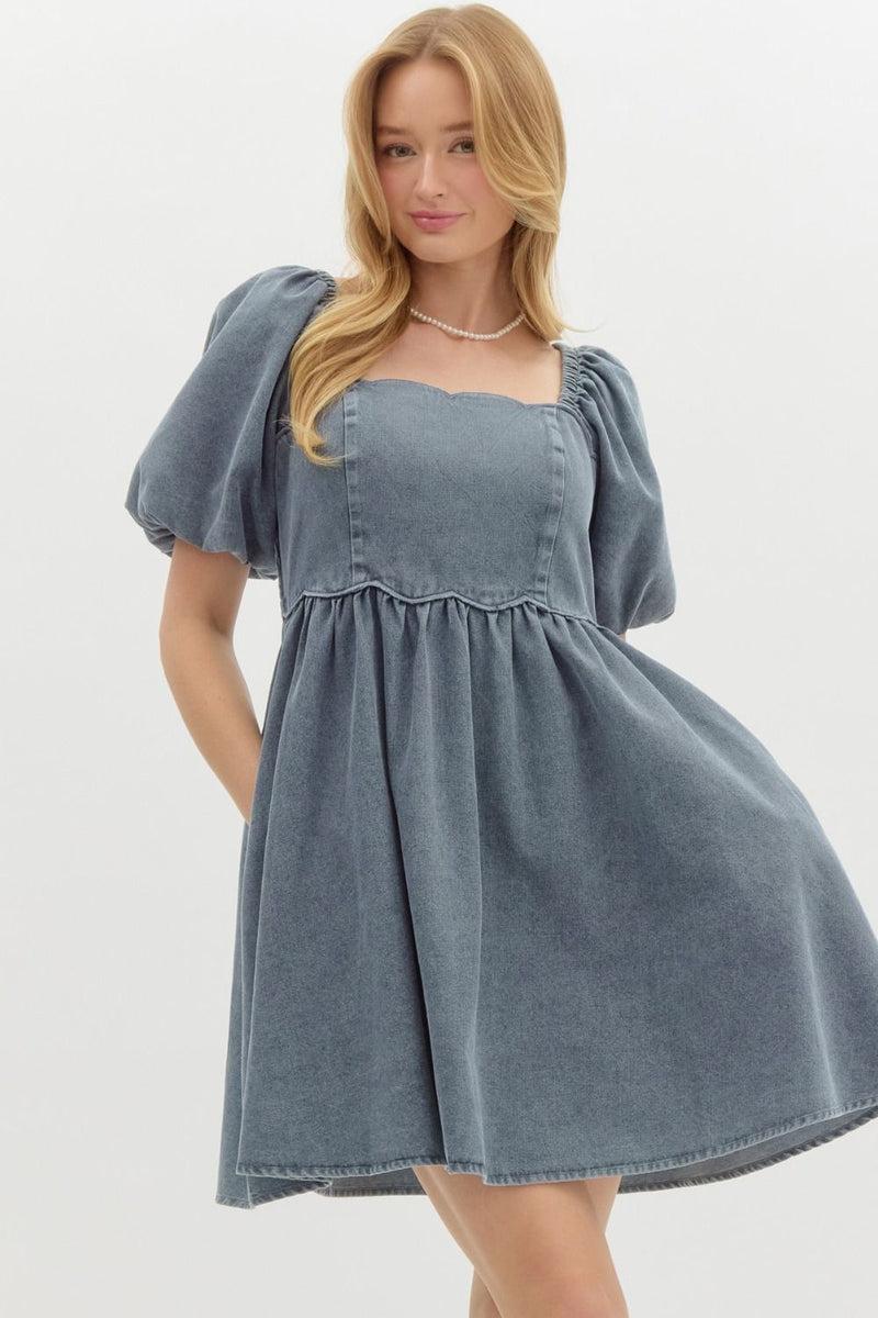 Denim Dazzle Babydoll Dress