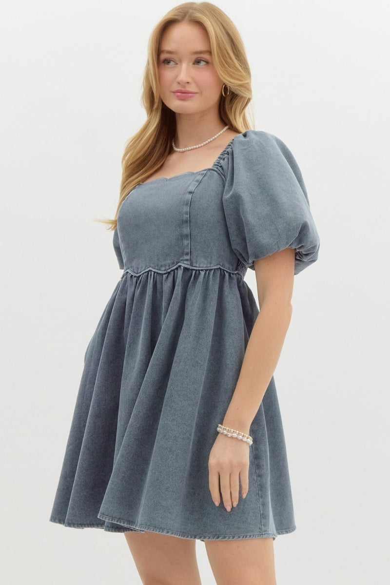 Denim Dazzle Babydoll Dress