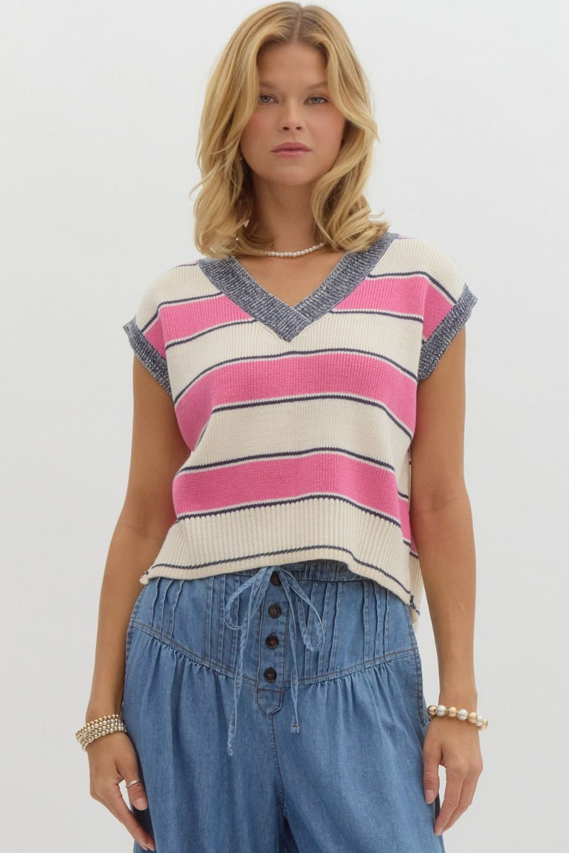 You're Loved Stripe Knit Sweater