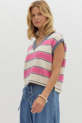 You're Loved Stripe Knit Sweater