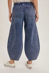 Denim Mid Waist Barrel Jeans